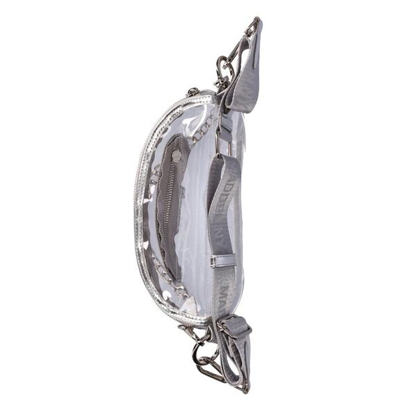 Steve Madden NYC Crossbody Convertible Fanny Pack Bag Clear Silver Pouch - Picture 4 of 5